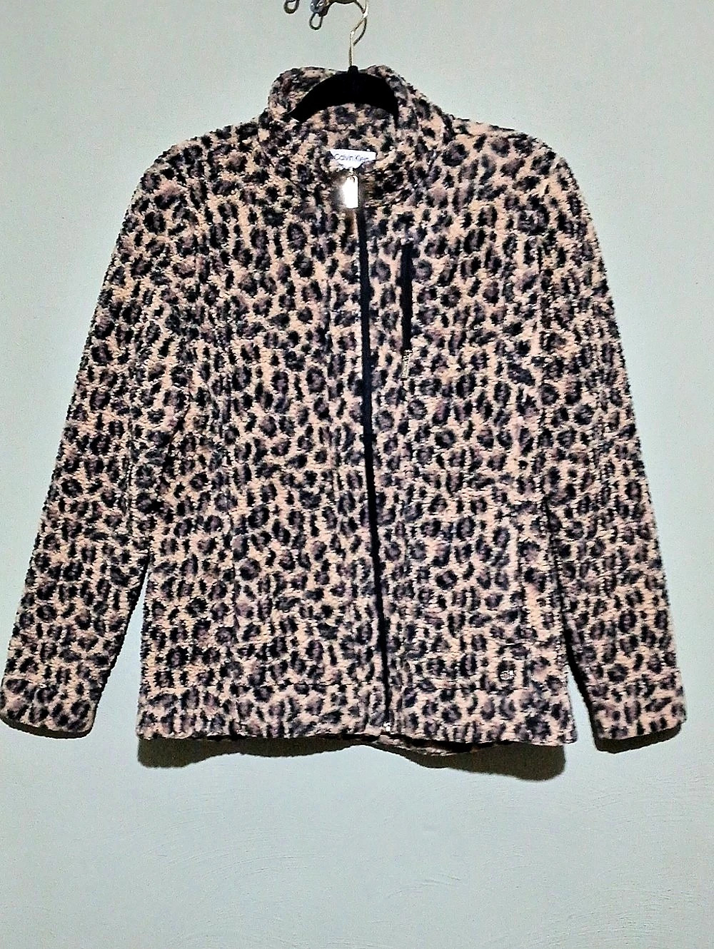 Calvin Klein Leopard Print Teddy Jacket Size Medium